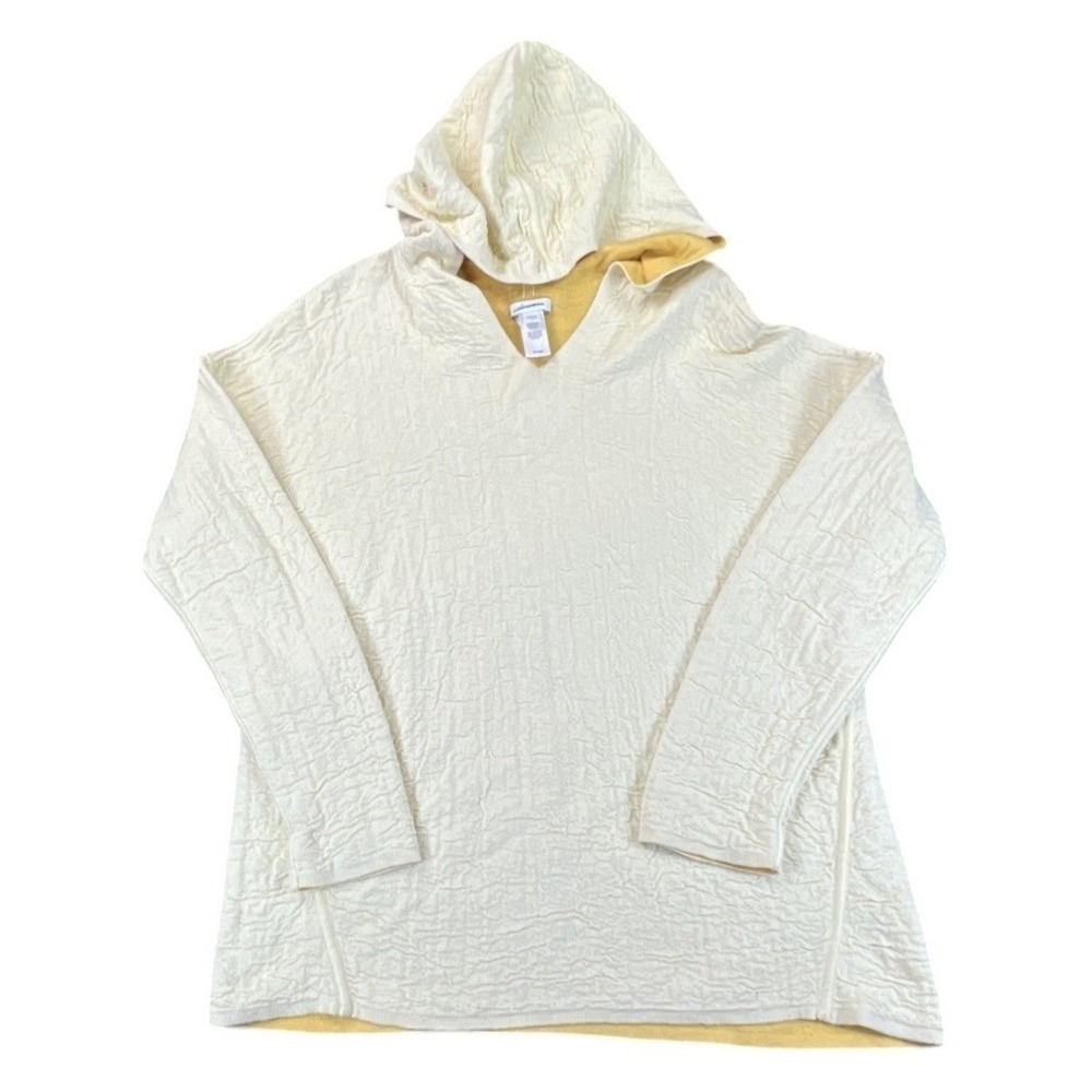 JJill Reversible Textured Hoodie Cream Yellow Women Small SSW235341 Sweater